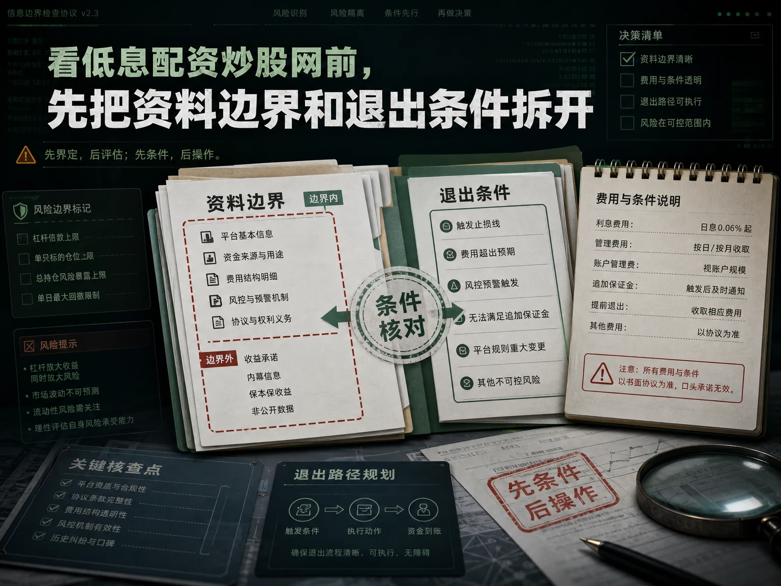 看低息配资炒股网前,先把资料边界和退出条件拆开缩略图